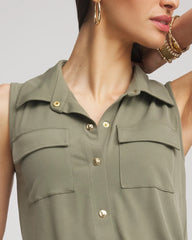 Travelers™ Knit Sleeveless Shirtdress Dusty Olive - Chico's