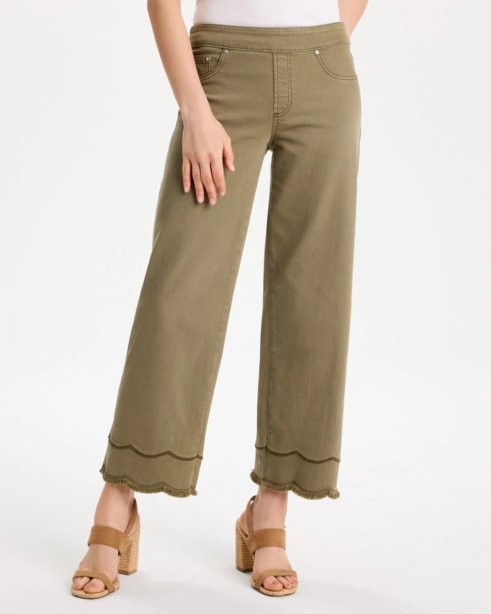 Scallop Pull-On Wide-Leg Crop Jeans Lichen - Chico's