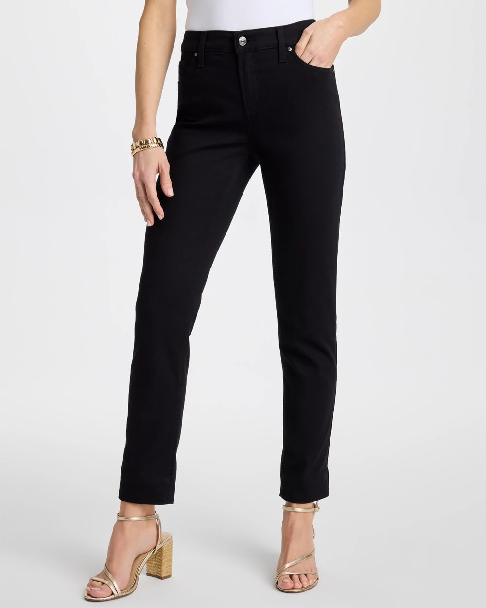 So Slimming Petite Girlfriend Ankle Jeans Black - Chico's