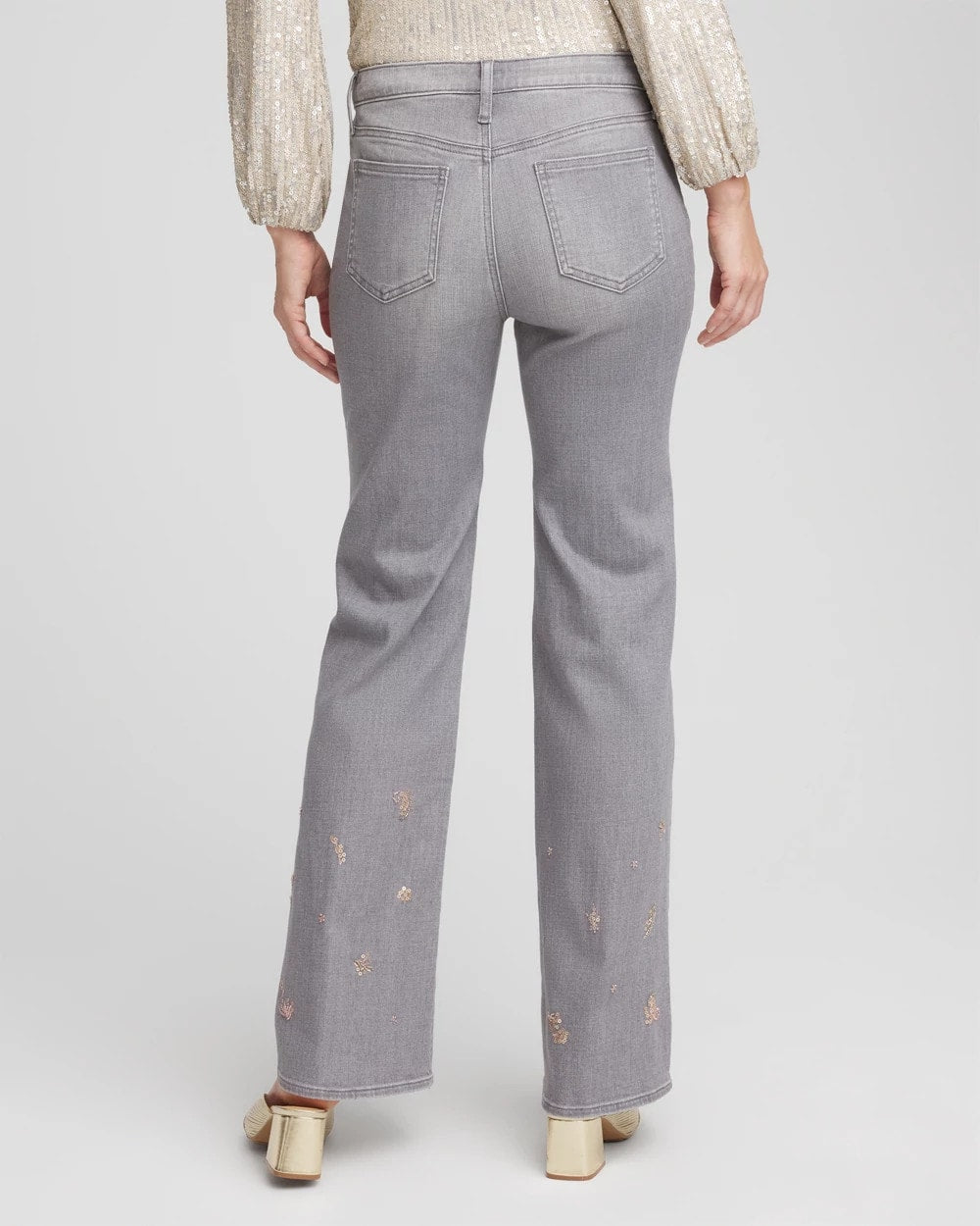 Rose Gold Embellished Girlfriend Flared Jeans Le Havre Wash - Chico's