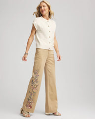 Embroidered High-Rise Wide-Leg Jeans Cafe Aroma - Chico's