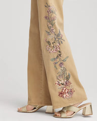 Embroidered High-Rise Wide-Leg Jeans Cafe Aroma - Chico's