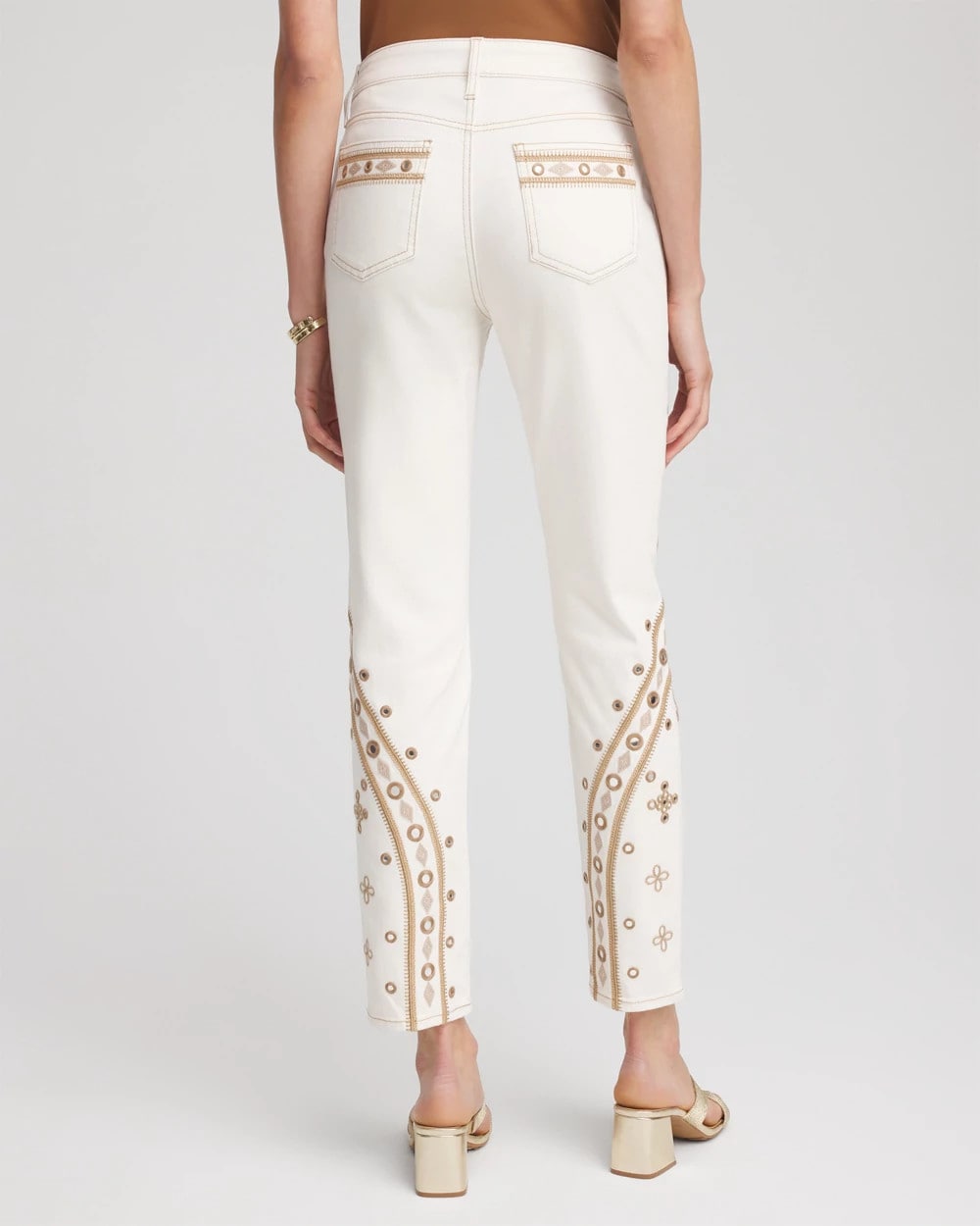 Embellished Girlfriend Slim Ankle Jeans Sea Salt - Chico's