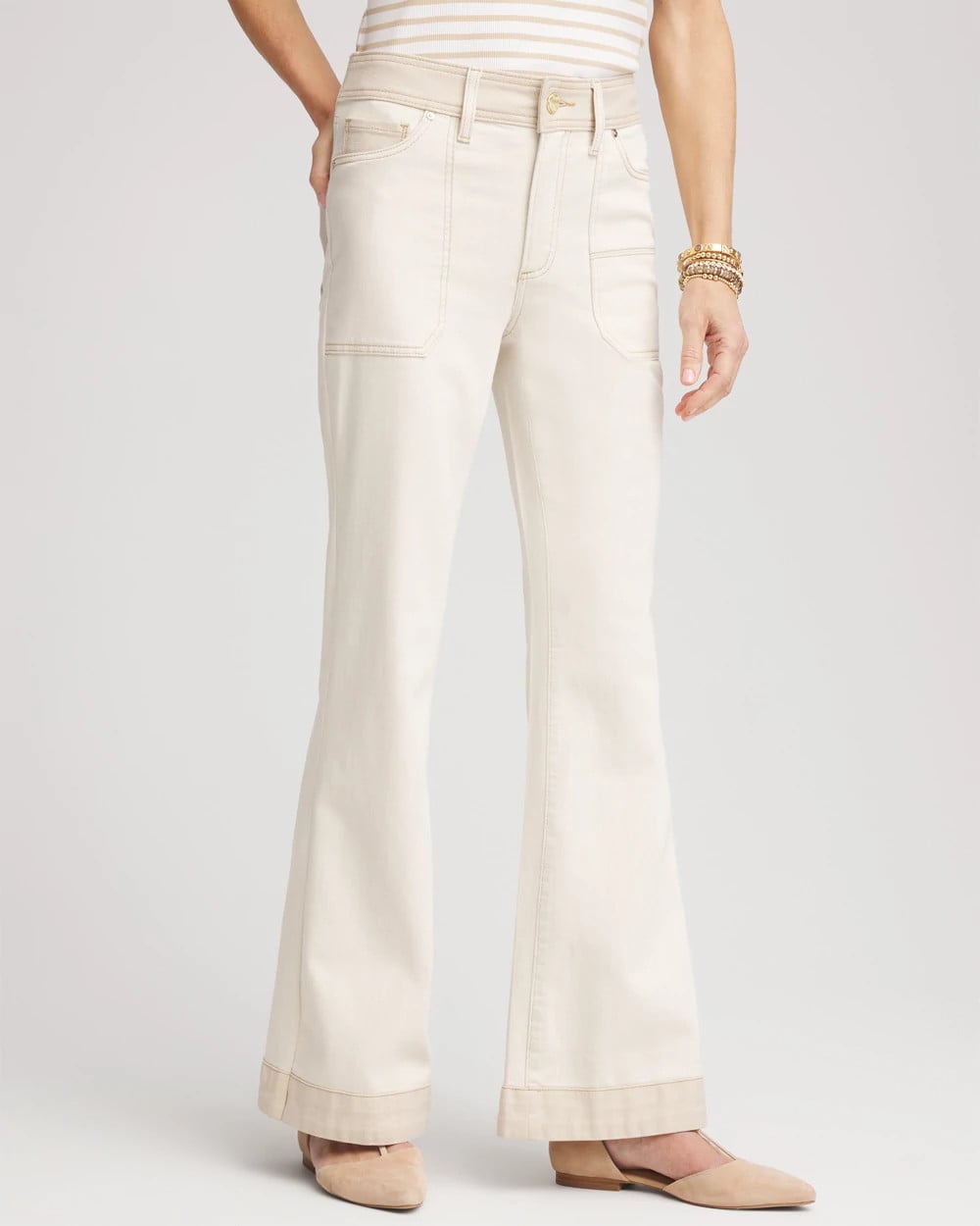 Colorblock Wide Flare Jeans Neutral - Chico's