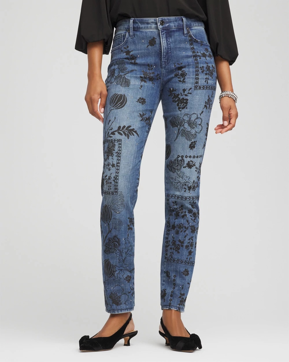 Mixed-Media Girlfriend Slim Ankle Jeans Emilia Indigo - Chico's