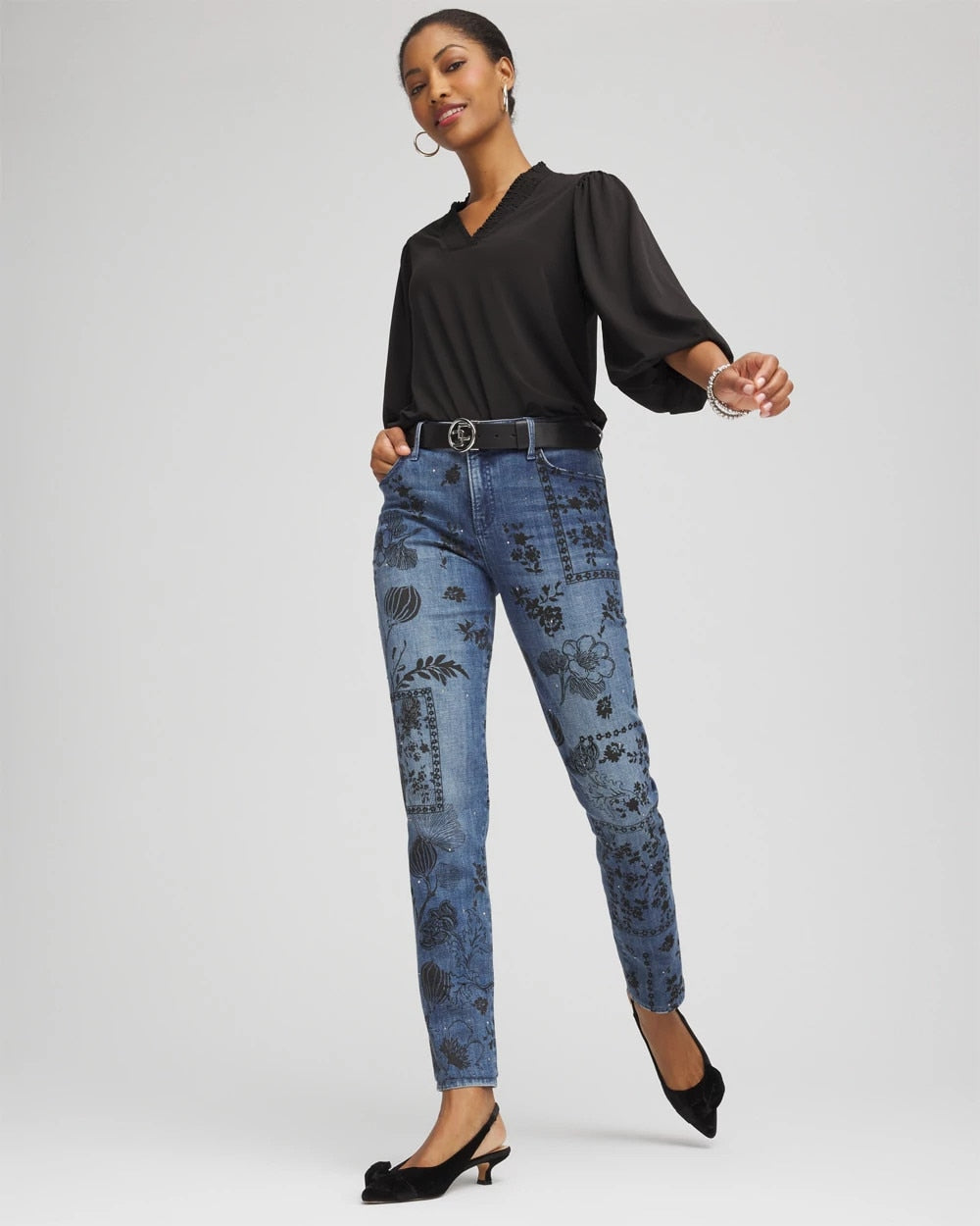 Mixed-Media Girlfriend Slim Ankle Jeans Emilia Indigo - Chico's