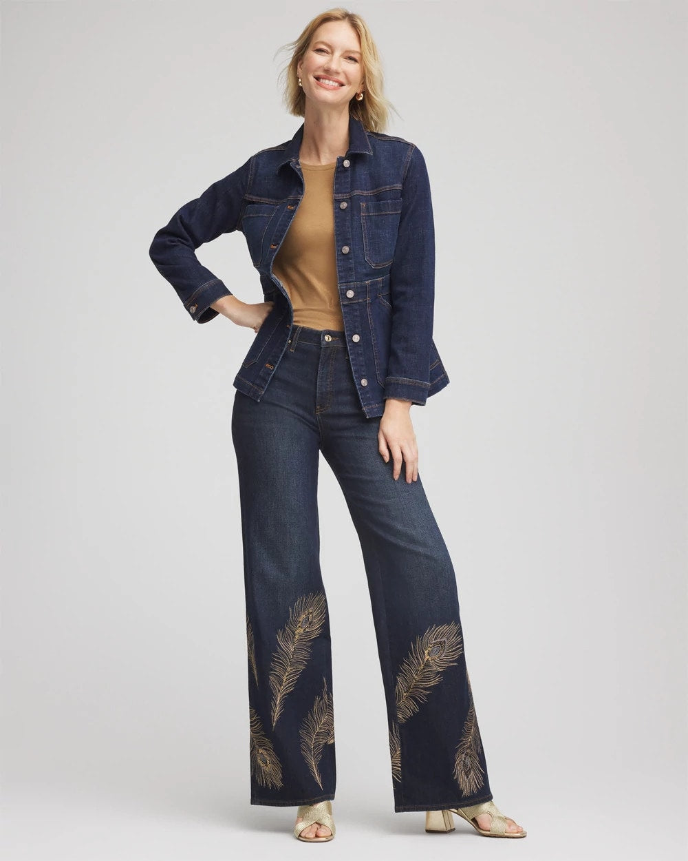 Embellished High-Rise Wide-Leg Jeans Marconi Indigo - Chico's