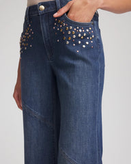 Embellished Frayed Flared-Leg Jeans Irvina Indigo - Chico's