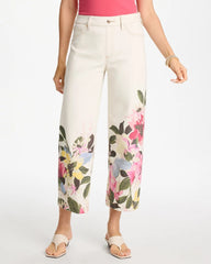 Printed Pull-On Wide Crop Jeans Sea Salt - Chico's
