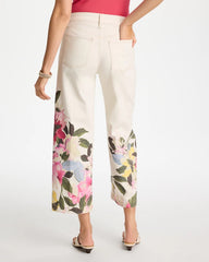 Printed Pull-On Wide Crop Jeans Sea Salt - Chico's
