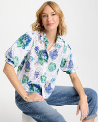 Floral Paisley Eyelet Blouse Passport Blue - Chico's