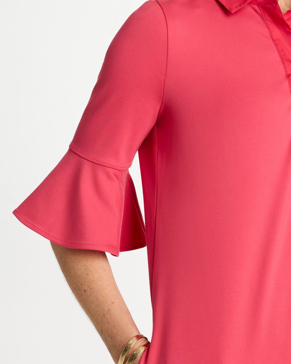 Knit Flounce Sleeve Dress Hot Honeysuckle - Chico's