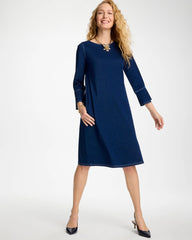 Bell Sleeve Knit Denim Dress Indigo - Chico's