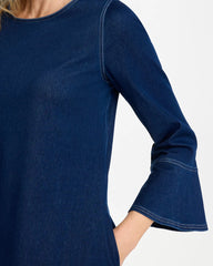 Bell Sleeve Knit Denim Dress Indigo - Chico's