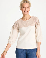 Lace Crochet Sleeve Tee Ecru - Chico's