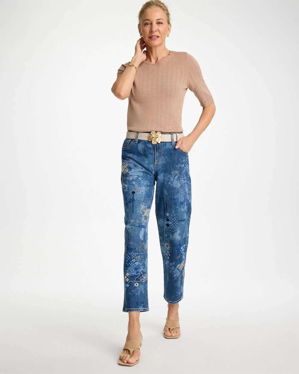 Relaxed Embroidered Boyfriend Jean Daphne Indigo - Chico's