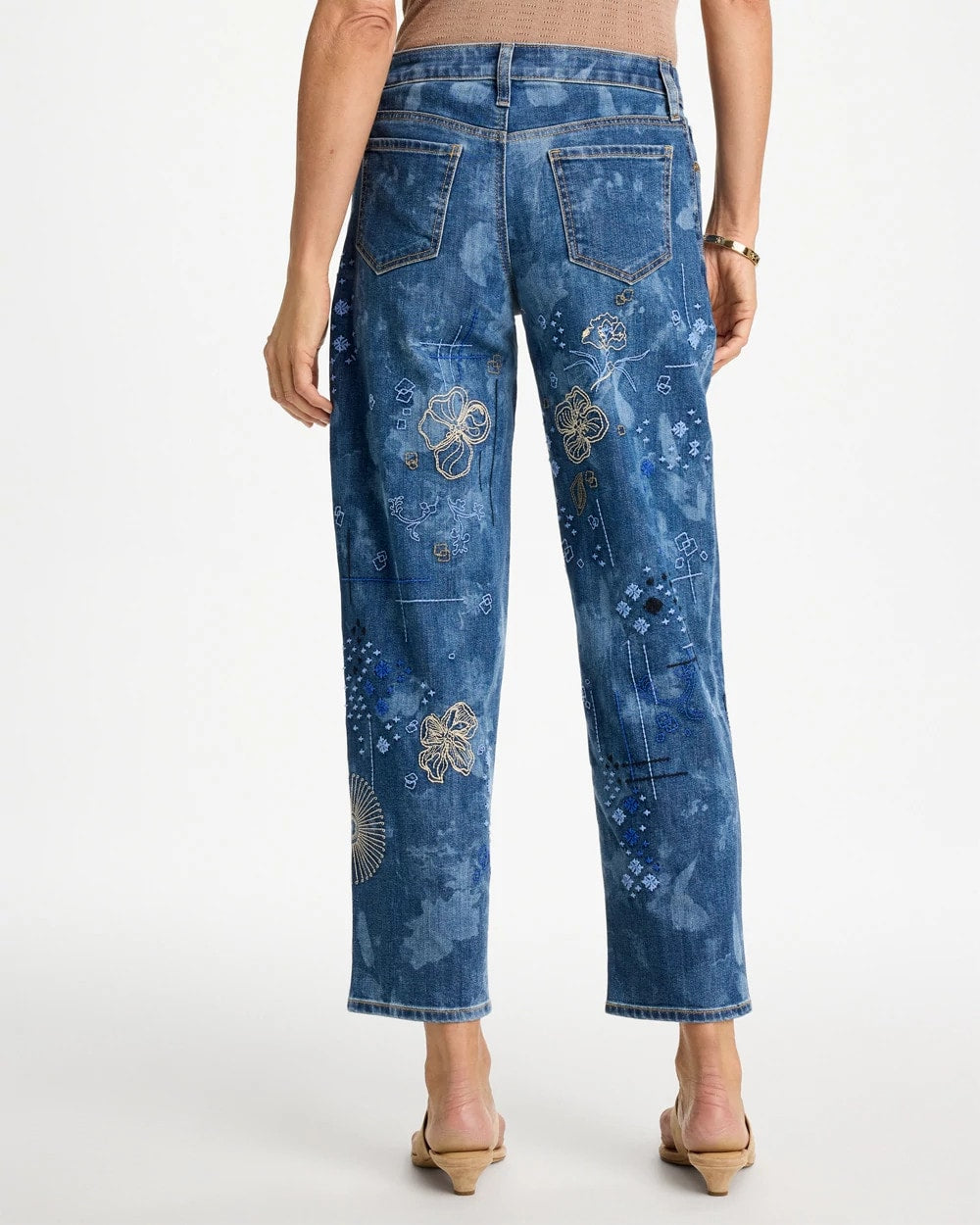 Relaxed Embroidered Boyfriend Jean Daphne Indigo - Chico's