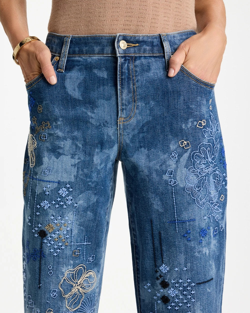 Relaxed Embroidered Boyfriend Jean Daphne Indigo - Chico's