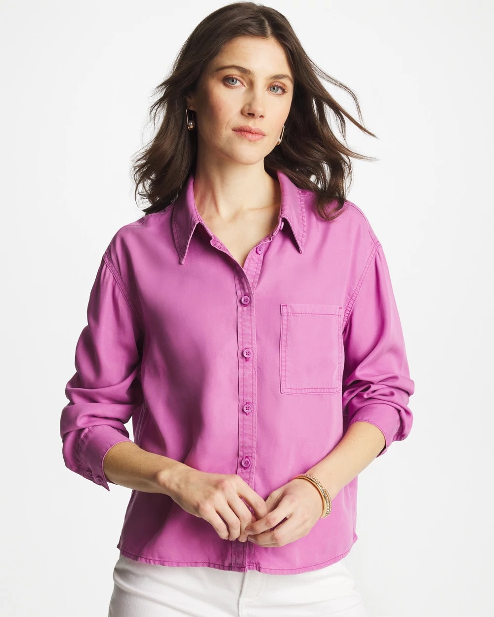 Classic Collared Denim Shirt Violet Shadow - Chico's
