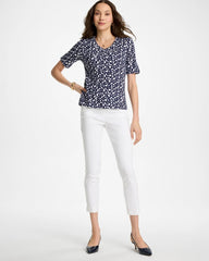 Printed Pima V-Neck Tee Passport Blue - Chico's