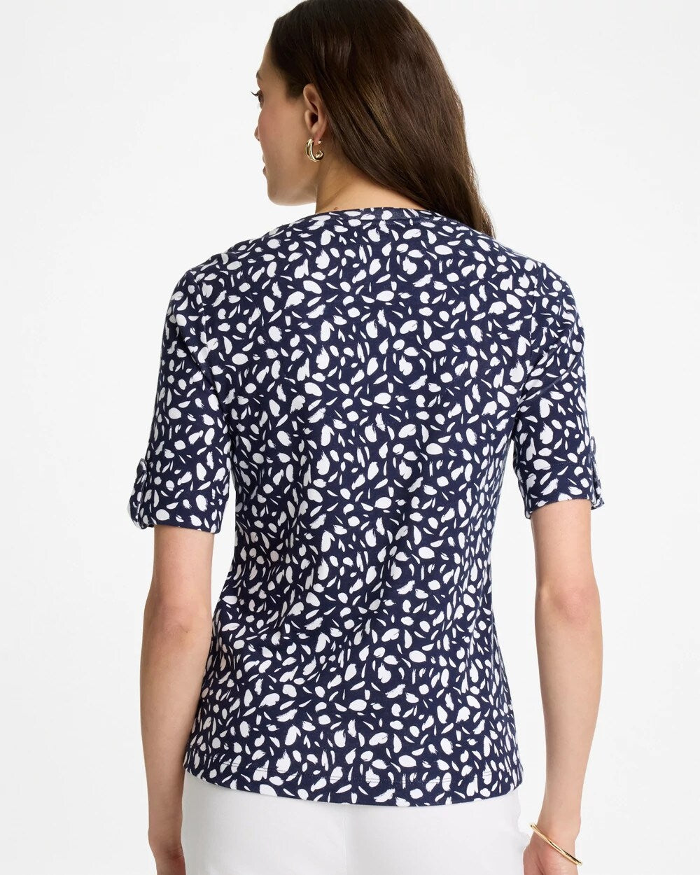 Printed Pima V-Neck Tee Passport Blue - Chico's