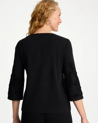 Soutache Elbow Sleeve Tee Black - Chico's
