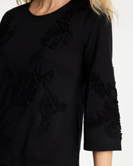 Soutache Elbow Sleeve Tee Black - Chico's