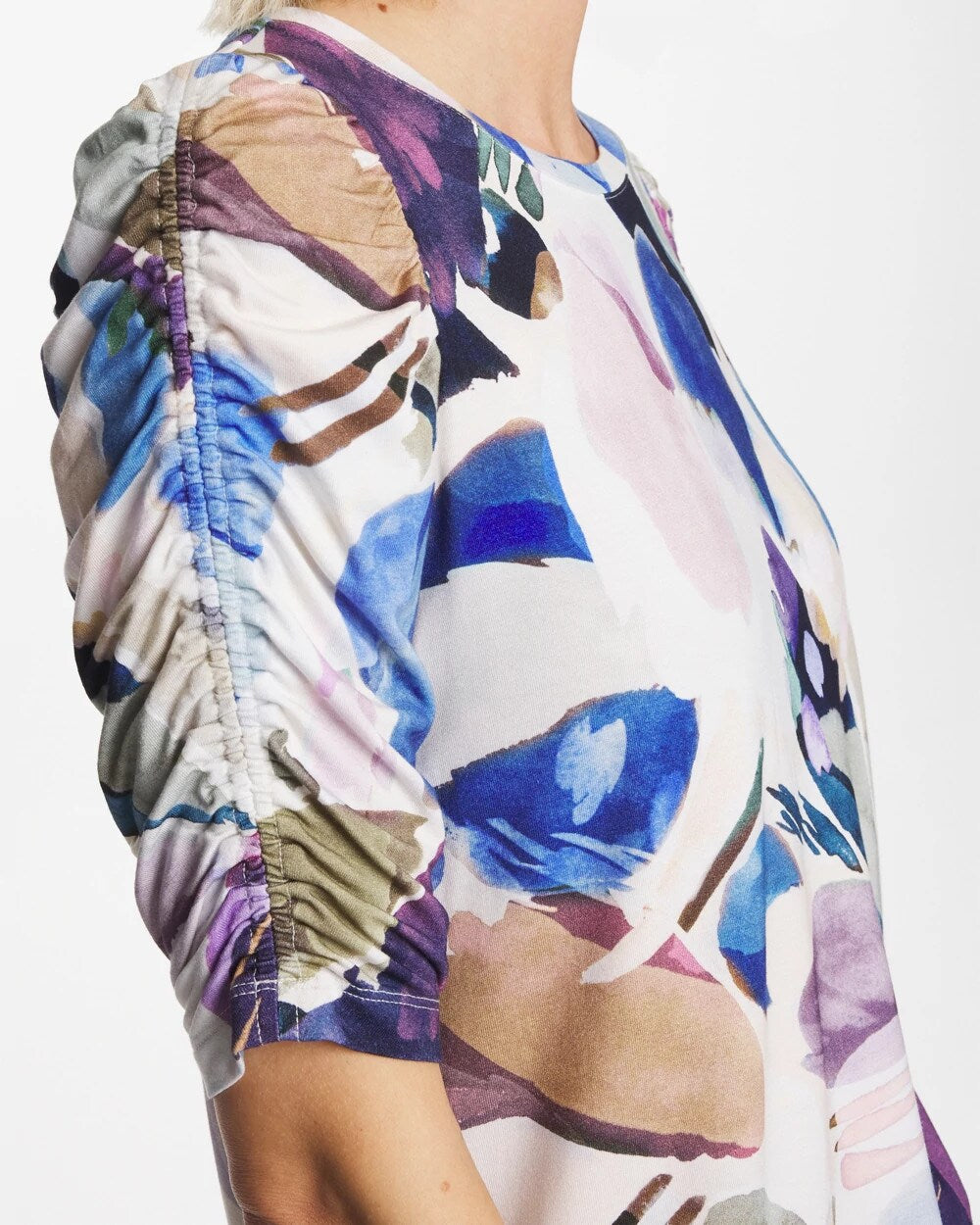 Geo Blur Ruched Sleeve Tee Passport Blue - Chico's