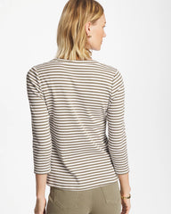 Striped Ribbed Button Crewneck Tee Lichen - Chico's