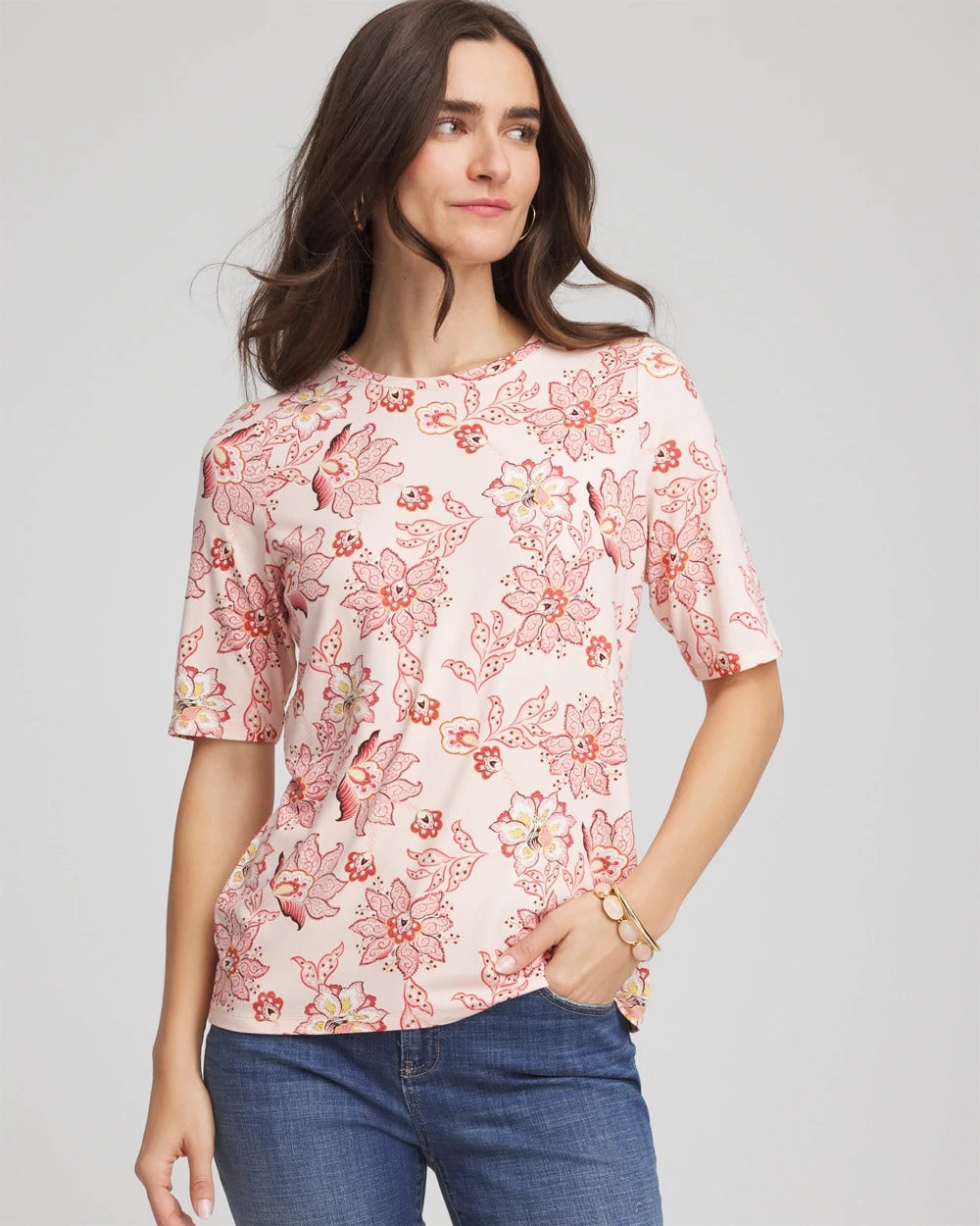 Elbow Sleeve Tee Siesta Rose - Chico's