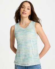 Mermaid Sequin Mesh Crochet Tank Blue Orchid - Chico's