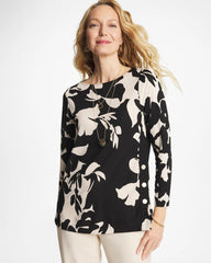 Blossom Matte Jersey Button Tunic Black - Chico's