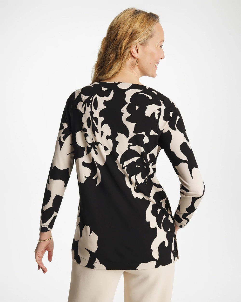 Blossom Matte Jersey Button Tunic Black - Chico's