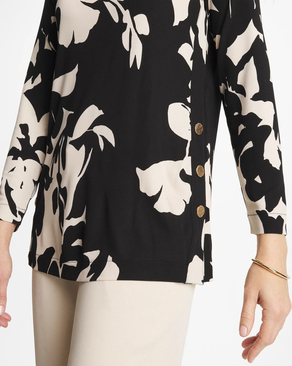 Blossom Matte Jersey Button Tunic Black - Chico's