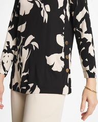 Blossom Matte Jersey Button Tunic Black - Chico's