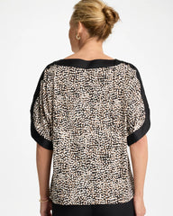 Printed Jersey & Satin Dolman Tee Cattail Brown - Chico's