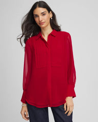 Pintuck Georgette Tunic Carmine Red - Chico's
