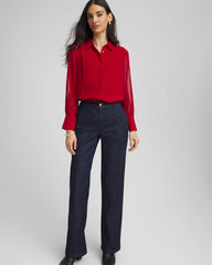 Pintuck Georgette Tunic Carmine Red - Chico's