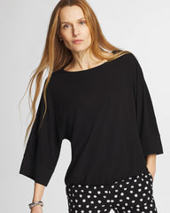 Matte Jersey Bubble Hem Top Black - Chico's