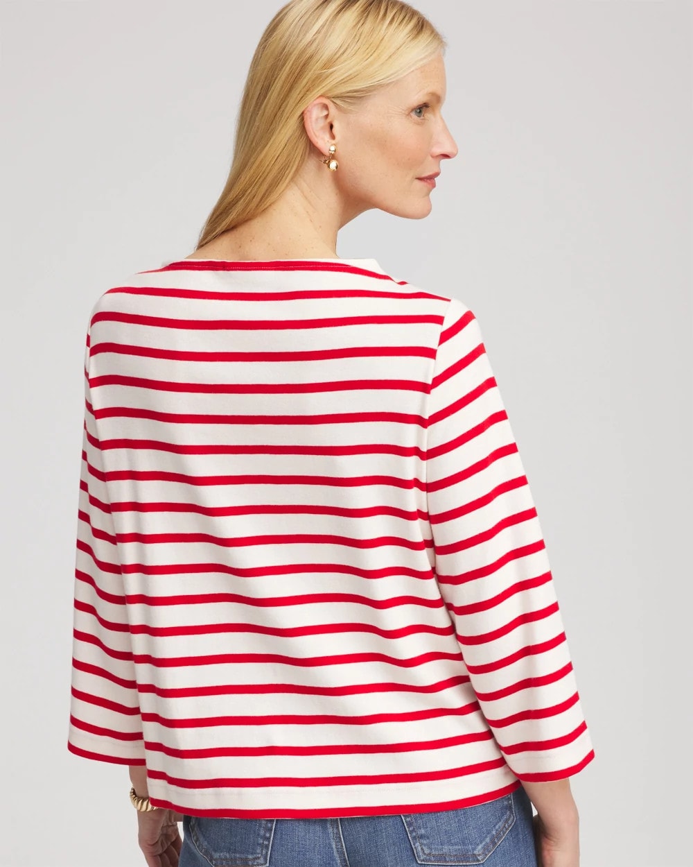 Bateau Neck Stripe Top Love Letter Red - Chico's