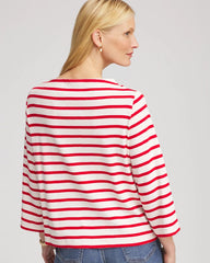 Bateau Neck Stripe Top Love Letter Red - Chico's