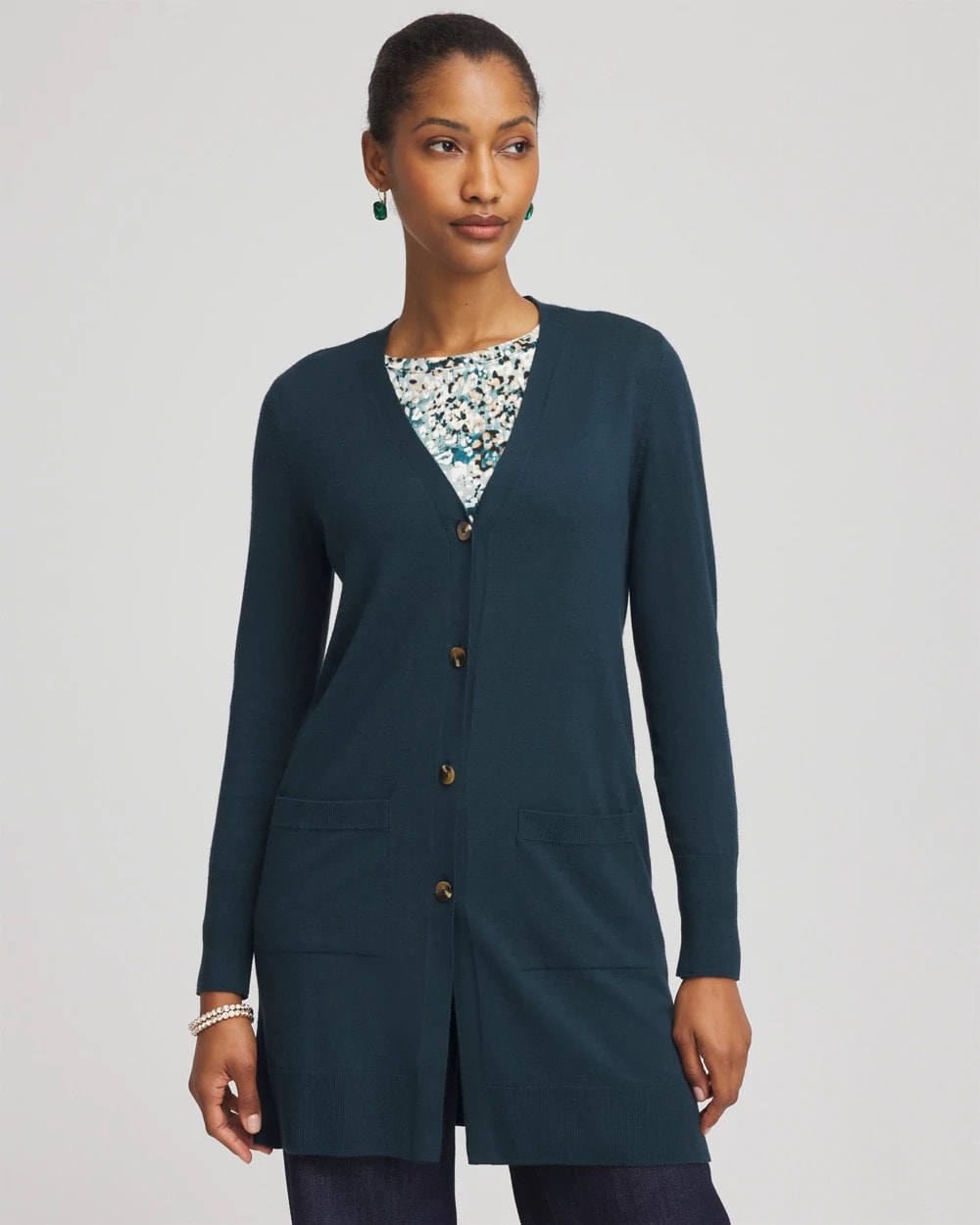 Ella Pocketed Cardigan Sweater Teal Shadow - Chico's