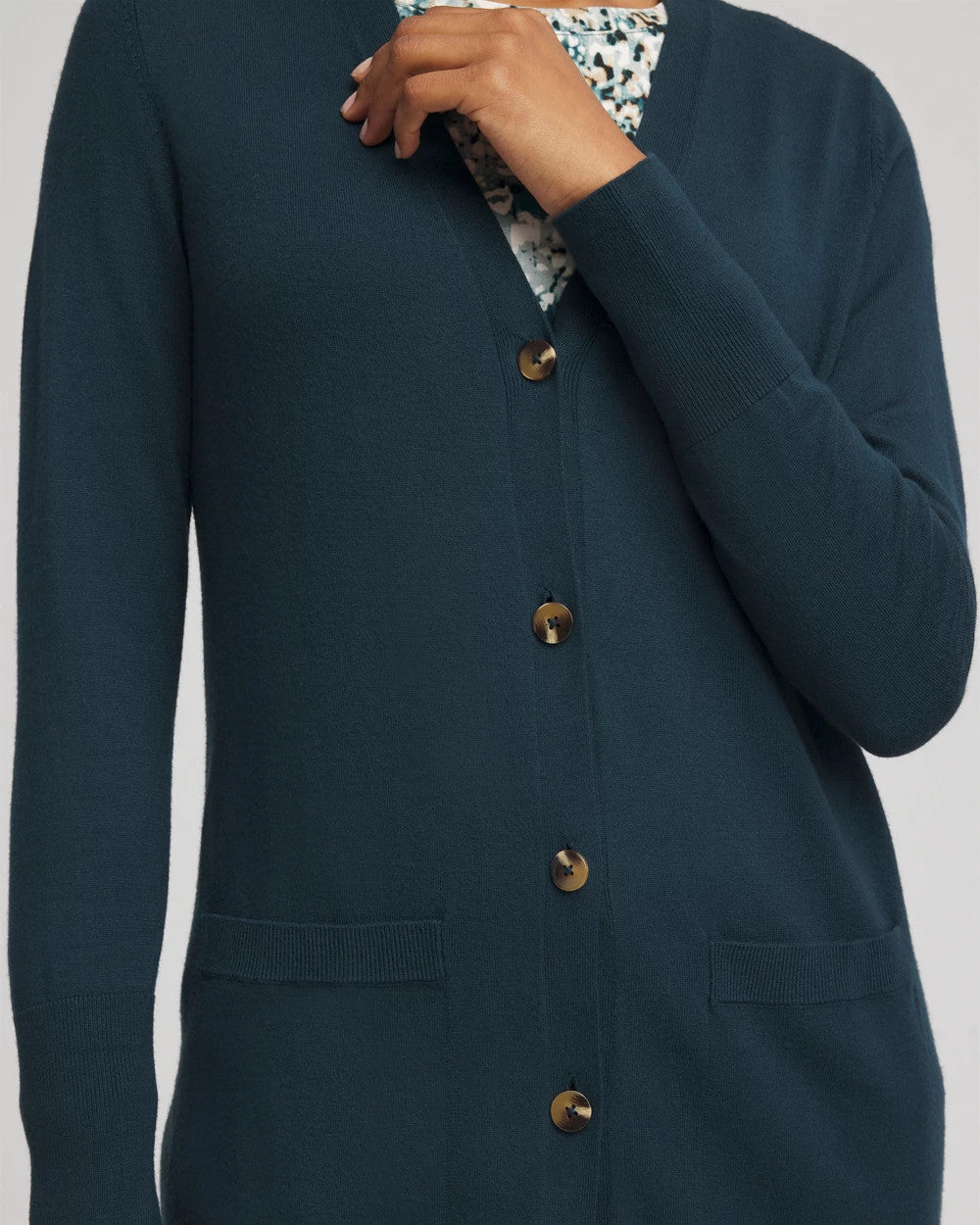 Ella Pocketed Cardigan Sweater Teal Shadow - Chico's
