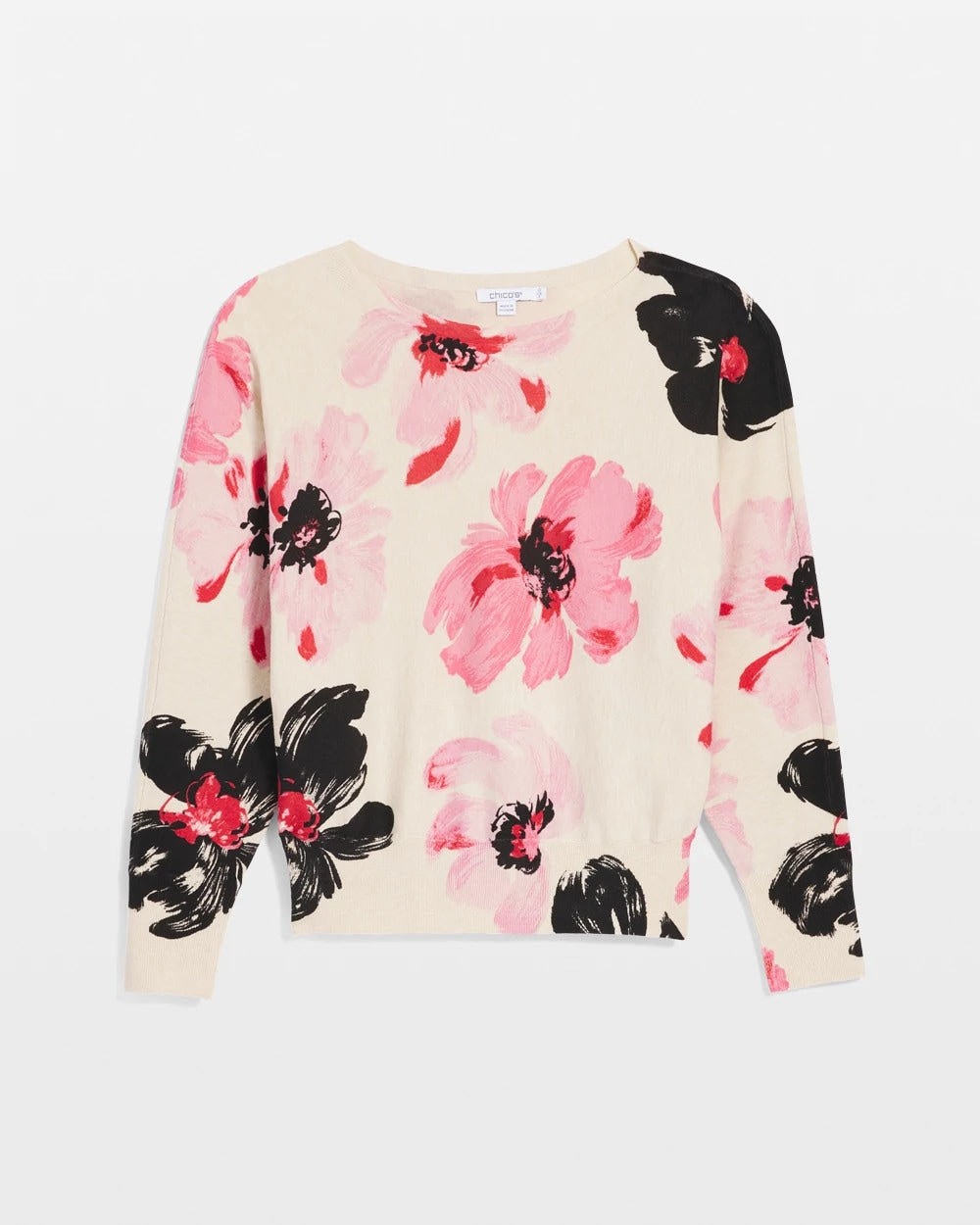 Printed Bateau Dolman Pullover Sweet Blossom - Chico's