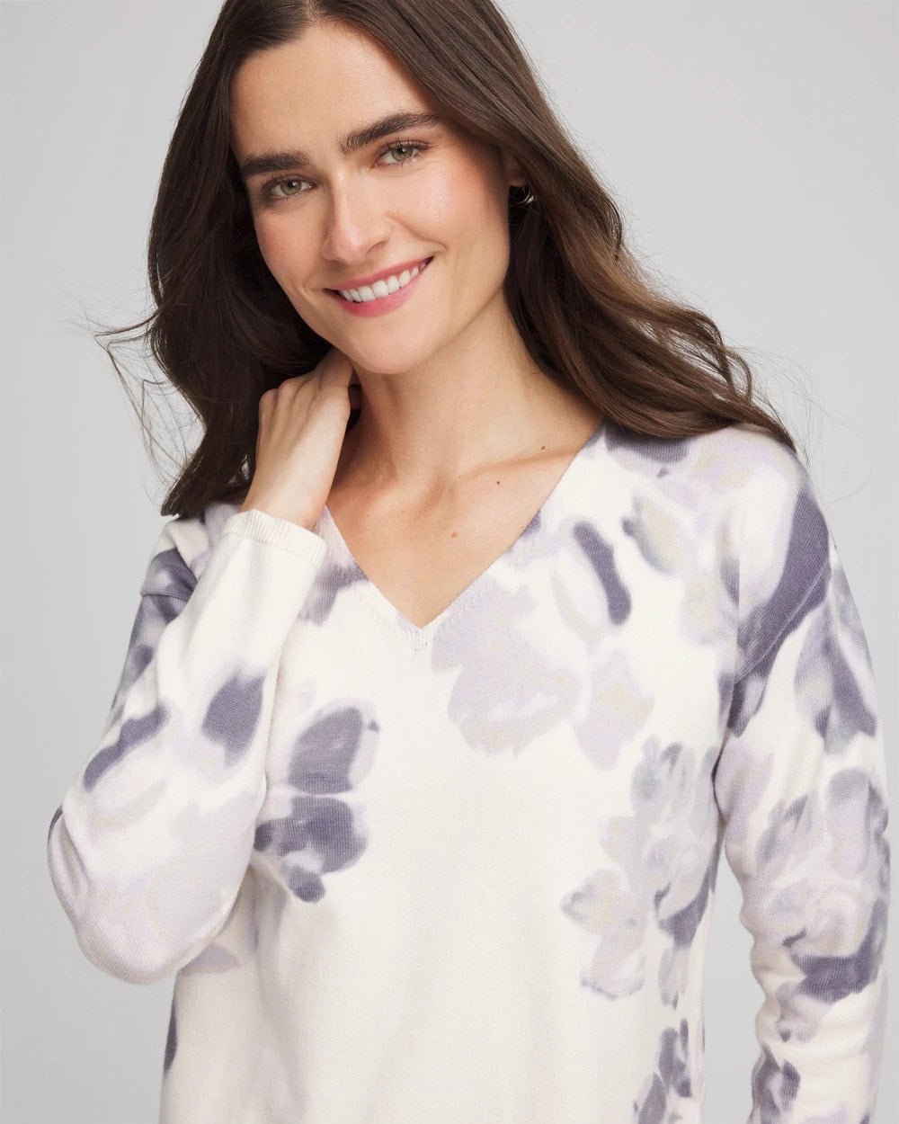 Printed V-Neck Sweater Multi - Chico's