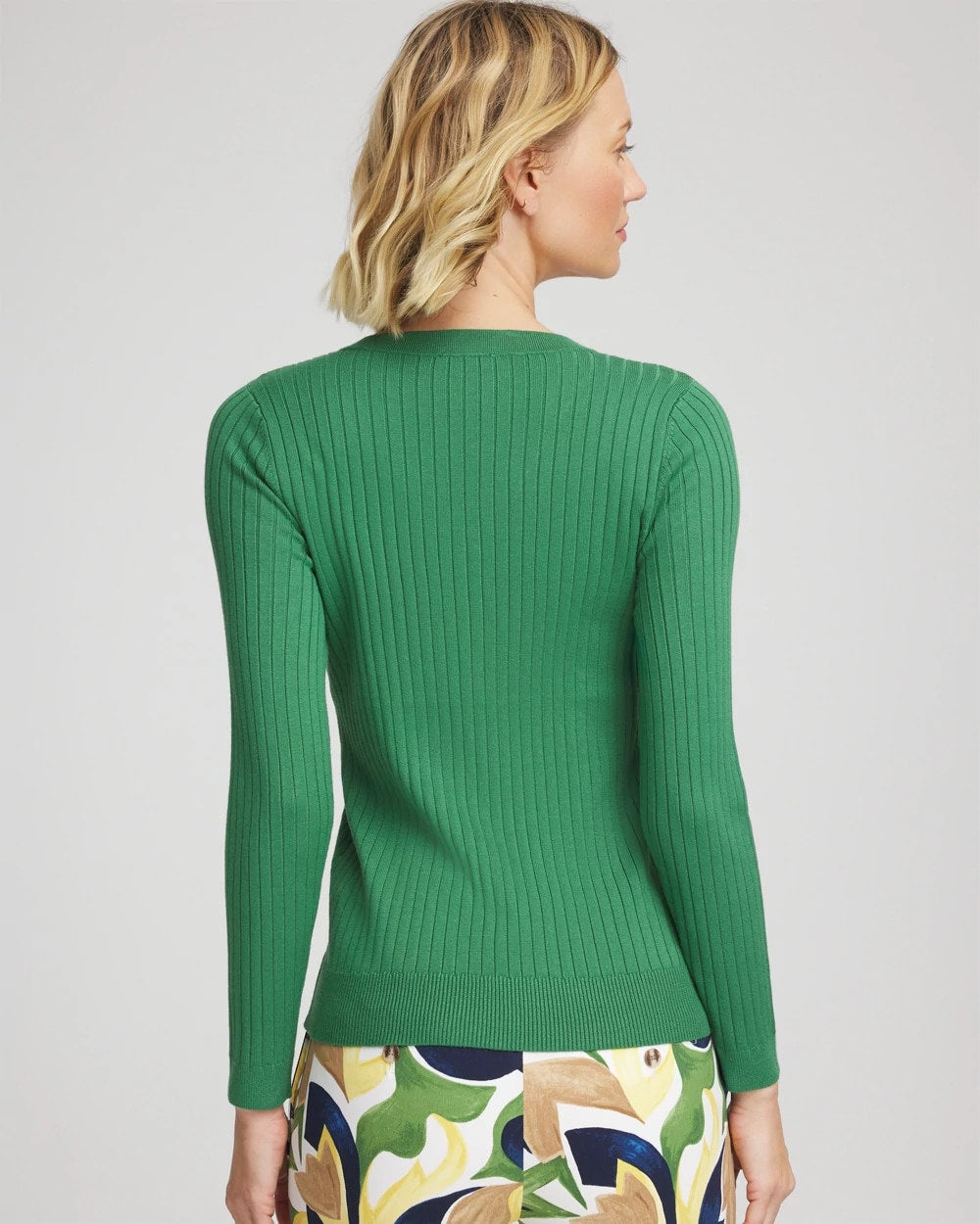 Ribbed Button Henley Sweater Jardin Green - Chico's