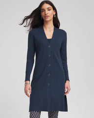Novelty Duster Button Cardigan Passport Blue - Chico's