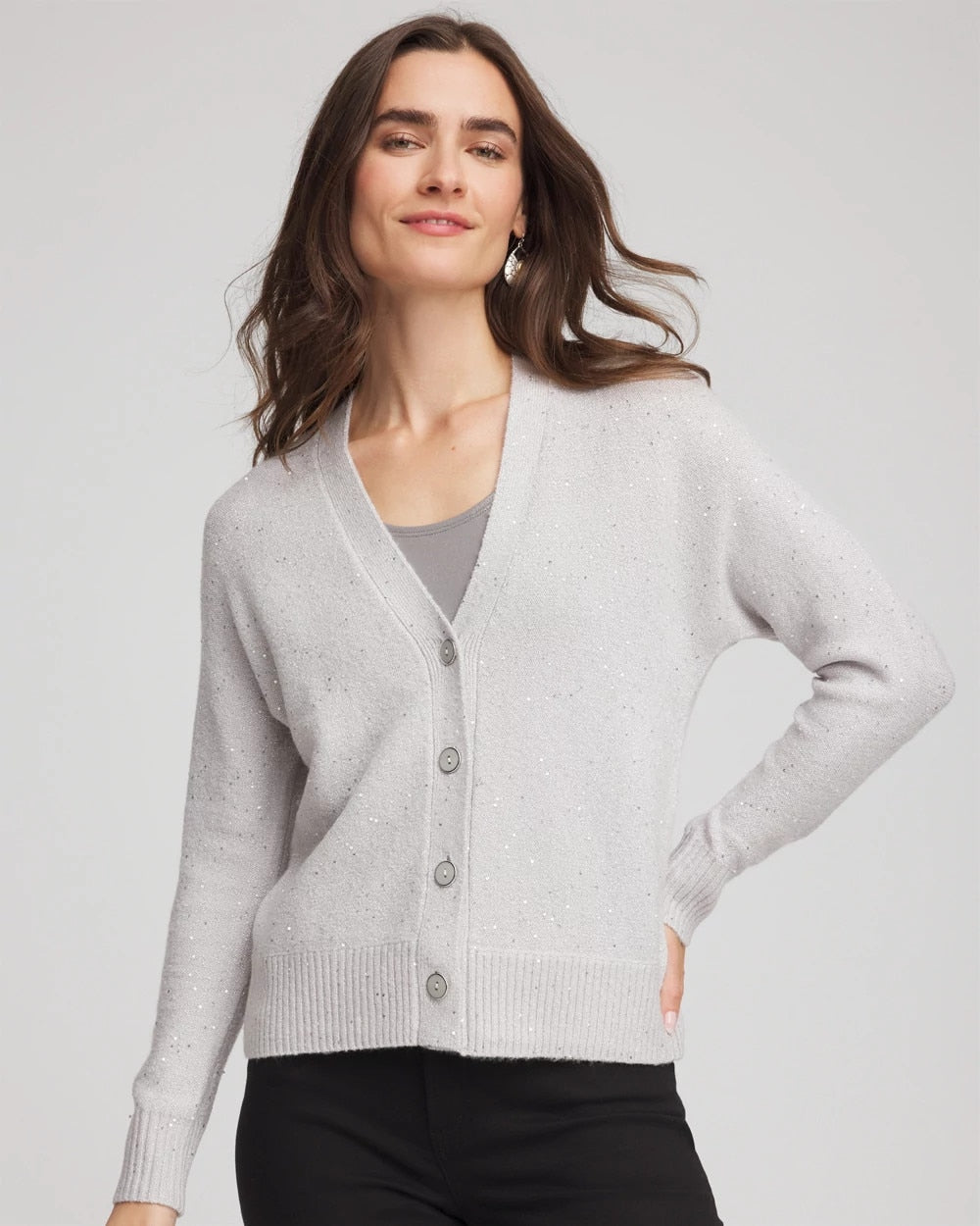Shine Boyfriend Cardigan Dove Gray - Chico's