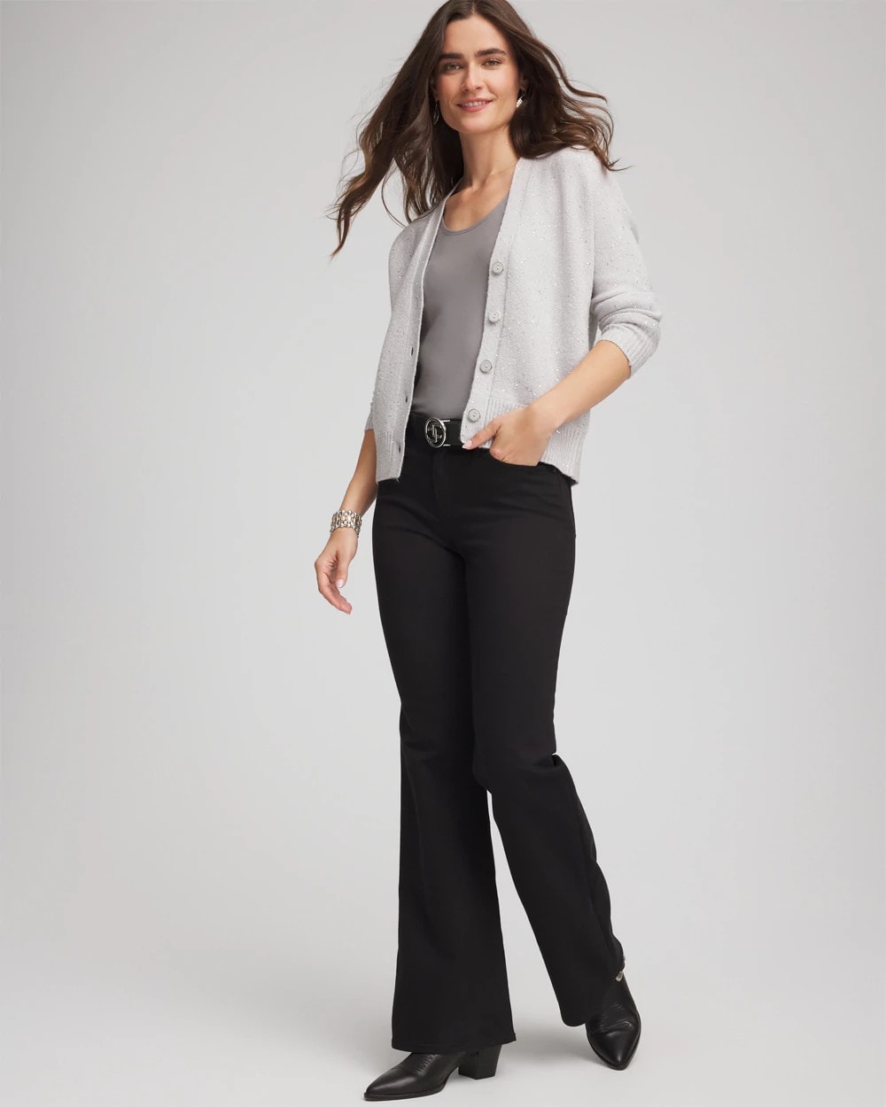 Shine Boyfriend Cardigan Dove Gray - Chico's