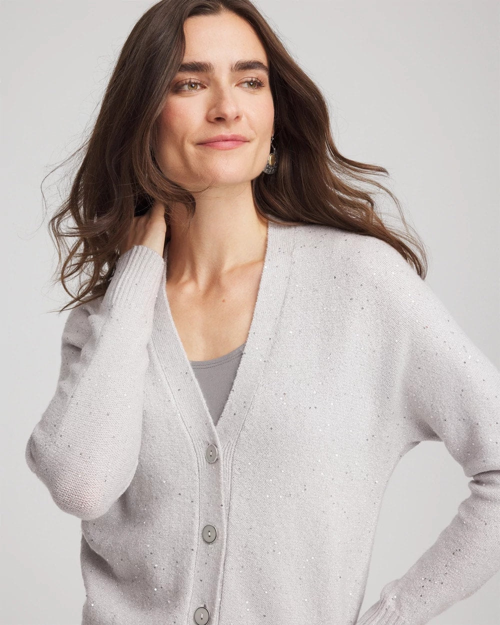 Shine Boyfriend Cardigan Dove Gray - Chico's